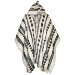Poncho "Huayna" a rayas con Capucha - Lana de Oveja