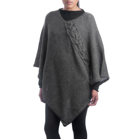 Poncho con trenza - 100% alpaca