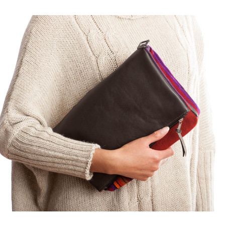 Bolso bandolera aguayo y cuero de llama