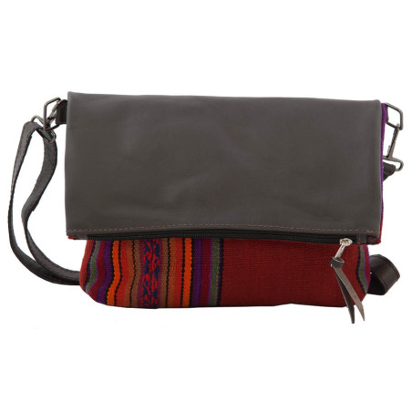Bolso bandolera aguayo y cuero de llama