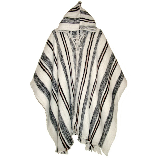 Poncho Huayna a rayas con Capucha - Lana de Oveja