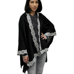 Poncho Ruana con Capucha "Cuadros fantasía" - Lana de alpaca